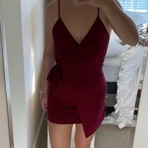 Maroon suede mini dress